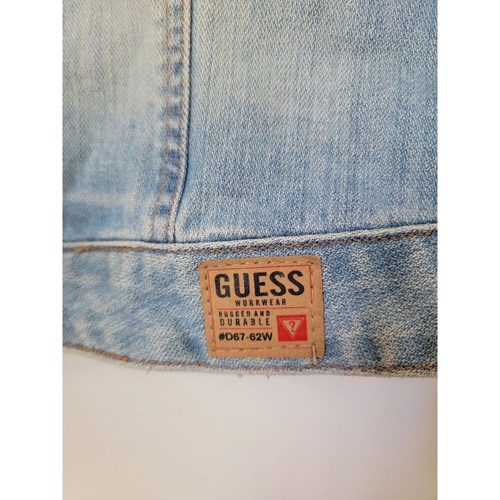 Guess Womens Medium Light Wash Denim Jacket Button-Up Rugged Workwear Style Sz M - Picture 5 of 9